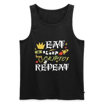 Eat Sleep Buy Crypto Repeat Day Trader Cool Saying - Men's Premium Organic Tank Top - black - Front - AI Model Male 178 light (178cm)