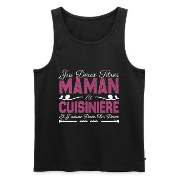 J'ai deux titres maman et Cuisinière. Cadeau Maman - Débardeur bio Premium Homme - noir - Devant - Michal (187cm)
