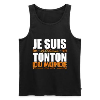 Je Suis Le Meilleur Tonton Du Monde, Idée Cadeau. - Débardeur bio Premium Homme - noir - Devant - AI Model Male 178 light (178cm)