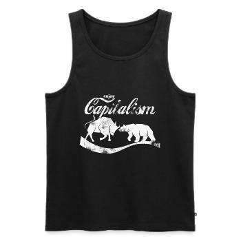 profiter du capitalisme Capitalisme Bull Bear - Débardeur bio Premium Homme - noir - Devant - Michal (187cm)