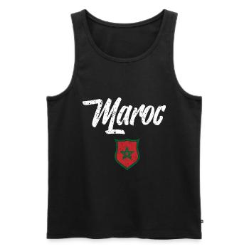 MAROC - Débardeur bio Premium Homme - noir - Devant - AI Model Male 178 light (178cm)