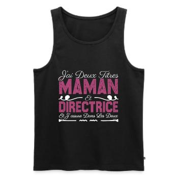 J'ai deux titres maman et directrice. Cadeau Maman - Débardeur bio Premium Homme - noir - Devant - Michal (187cm)
