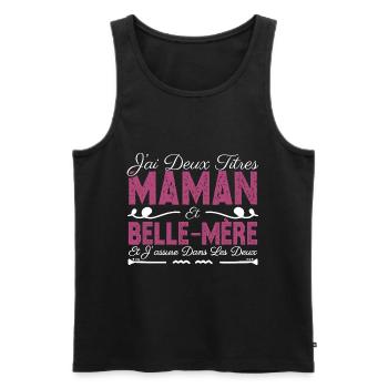 J'ai deux titres maman et Belle-mère. Cadeau Maman - Débardeur bio Premium Homme - noir - Devant - Michal (187cm)