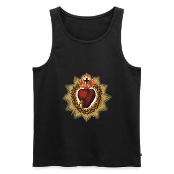 Sacré-coeur vintage de Jésus - Débardeur bio Premium Homme - noir - Devant - AI Model Male 178 light (178cm)