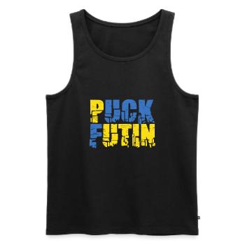 Puck Futin - Men's Premium Organic Tank Top - black - Front - Michal (187cm)