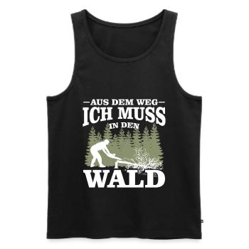 Aus dem Weg ich muss in den Wald-Holzfäller Spruch - Männer Premium Bio Tank Top - Schwarz - Vorne - AI Model Male 178 light (178cm)