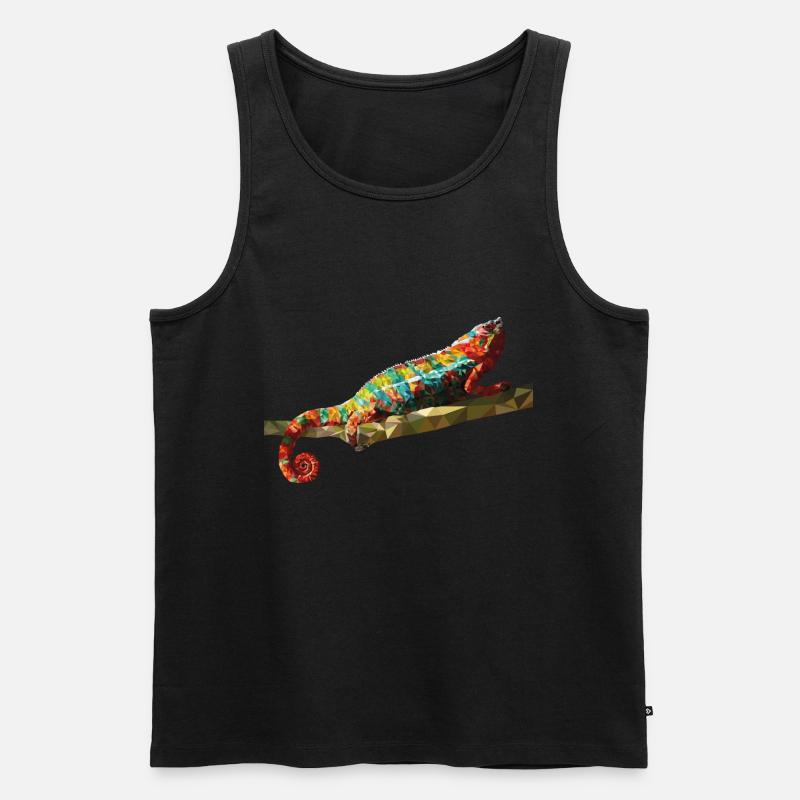 Chameleon Polygondesign Reptil Geschenkidee - Männer Premium Bio Tank Top - Schwarz