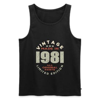 Vintage retro 1981 - Débardeur bio Premium Homme - noir - Devant - AI Model Male 178 light (178cm)