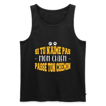 Si tu n’aimes pas mon chien - Débardeur bio Premium Homme - noir - Devant - Michal (187cm)