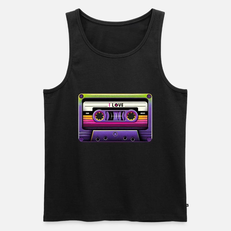 Neon Retro Mixtape - Männer Premium Bio Tank Top - Schwarz