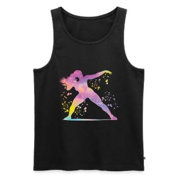Lanceur de poids Colorsplash Lancer de poids - Débardeur bio Premium Homme - noir - Devant - AI Model Male 178 light (178cm)