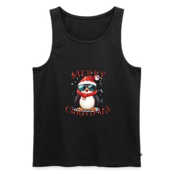 Niedlicher Kleiner Weihnachtspinguin Mit Brille - Männer Premium Bio Tank Top - Schwarz - Vorne - Michal (187cm)