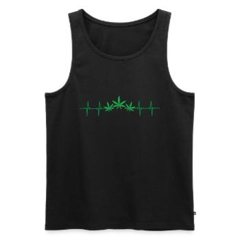 420 Weed Lover Heartbeat Line avec feuille de cannabis - Débardeur bio Premium Homme - noir - Devant - AI Model Male 178 light (178cm)