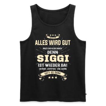 Siegfried- Siggi ein Mann, ein Mythos eine Legende - Männer Premium Bio Tank Top - Schwarz - Vorne - AI Model Male 178 light (178cm)