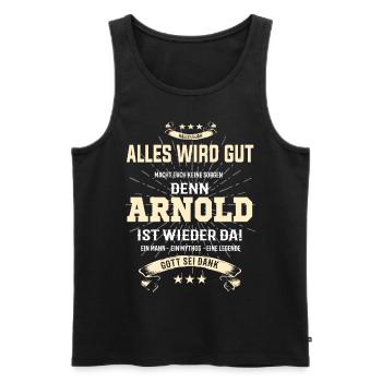 Alles wird gut denn Arnold ist da! Cooles T-Shirt - Männer Premium Bio Tank Top - Schwarz - Vorne - AI Model Male 178 light (178cm)