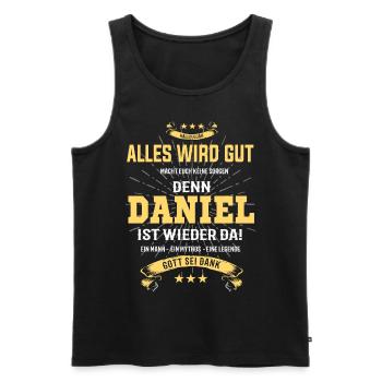 Daniel, tout ira bien T-shirt - Débardeur bio Premium Homme - noir - Devant - AI Model Male 178 light (178cm)