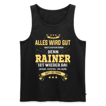 Rainer, tout ira bien T-Shirt - Débardeur bio Premium Homme - noir - Devant - AI Model Male 178 light (178cm)