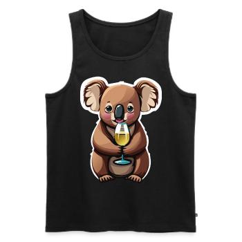 Koala ours avec verre à vin - Débardeur bio Premium Homme - noir - Devant - Michal (187cm)