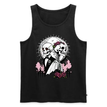 Wedding Skull // Skull Wedding // Marriage FS0126 - Men's Premium Organic Tank Top - black - Front - Michal (187cm)