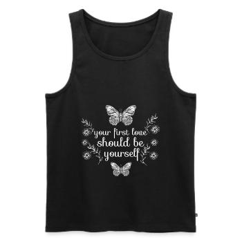 your first love should be yourself - Männer Premium Bio Tank Top - Schwarz - Vorne - AI Model Male 178 light (178cm)