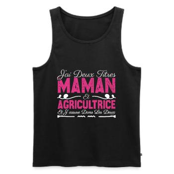 J'ai deux titres maman et Agricultrice.CadeauMaman - Débardeur bio Premium Homme - noir - Devant - Michal (187cm)