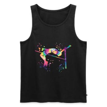 Saut en hauteur Aquarelle Saut en hauteur - Débardeur bio Premium Homme - noir - Devant - AI Model Male 178 light (178cm)