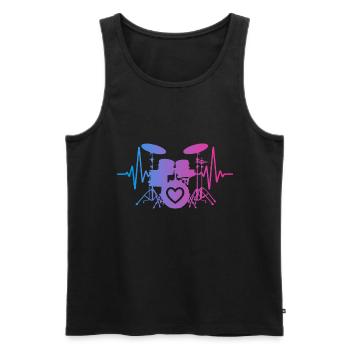 Battement cardiaque batteur Puls Drummer - Débardeur bio Premium Homme - noir - Devant - Michal (187cm)