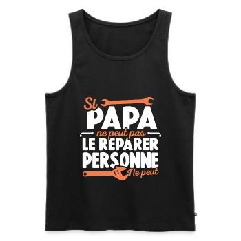 Papa Bricoleur Si Papa Ne Peut Pas Le Réparer - Débardeur bio Premium Homme - noir - Devant - Michal (187cm)