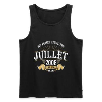 14 Ans Anniversaire Vintage Né(e) en Juillet 2008 - Débardeur bio Premium Homme - noir - Devant - Michal (187cm)