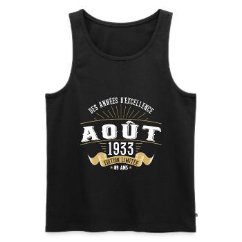 89 Ans Anniversaire Vintage Né(e) en Août 1933 - Débardeur bio Premium Homme - noir - Devant - Michal (187cm)