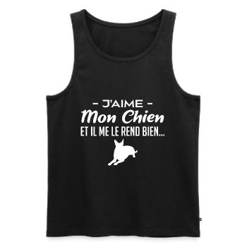 J aime mon chien - Débardeur bio Premium Homme - noir - Devant - Michal (187cm)