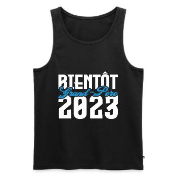 Cadeau Annonce grossesse bientôt Grand-père 2023. - Débardeur bio Premium Homme - noir - Devant - Michal (187cm)