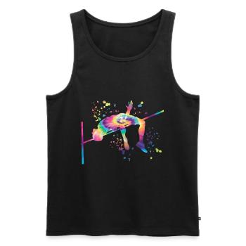 Saut en hauteur Aquarelle Saut en hauteur - Débardeur bio Premium Homme - noir - Devant - AI Model Male 178 light (178cm)