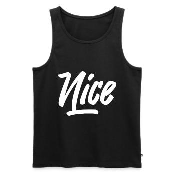 NICE - Men's Premium Organic Tank Top - black - Front - AI Model Male 178 light (178cm)