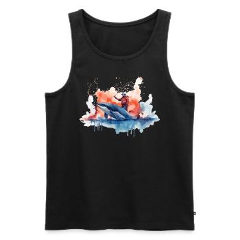 aquarell Wal - Männer Premium Bio Tank Top - Schwarz - Vorne - Michal (187cm)