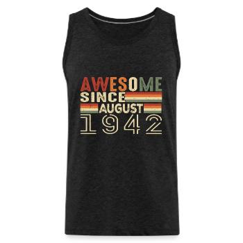 August 1942 Vintage Birthday Gift 82 Years - Men's Premium Organic Tank Top - charcoal grey - Front - Alexander (188cm)