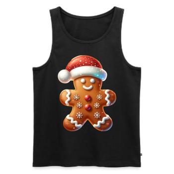 Gingerbread Gingerbread Man Xmas - Men's Premium Organic Tank Top - black - Front - Michal (187cm)