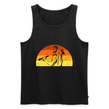 Retro lumberjack forest worker with axe - Men's Premium Organic Tank Top - black - Front - AI Model Male 178 light (178cm)