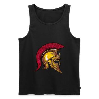 spartaner helm symbol - Männer Premium Bio Tank Top - Schwarz - Vorne - Michal (187cm)