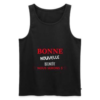 Nous serons 3 cadeau annonce grossesse - Débardeur bio Premium Homme - noir - Devant - Michal (187cm)