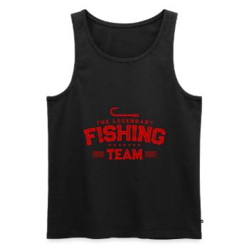 Logo de poisson de l'équipe de pêcheur de pêche - Débardeur bio Premium Homme - noir - Devant - AI Model Male 178 light (178cm)