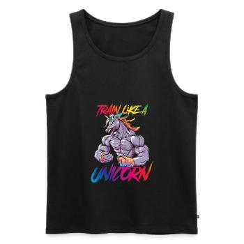Einhorn training power fitness bunt - Männer Premium Bio Tank Top - Schwarz - Vorne - Michal (187cm)