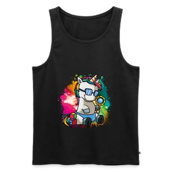bande dessinée colorée bébé licorne - Débardeur bio Premium Homme - noir - Devant - Michal (187cm)