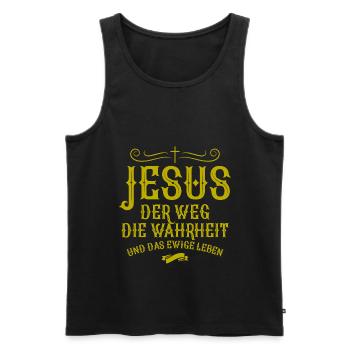 Jesus Christus Weg Wahrheit - Männer Premium Bio Tank Top - Schwarz - Vorne - Michal (187cm)