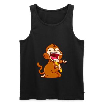 monkey banana funny comic baby monkey - Men's Premium Organic Tank Top - black - Front - AI Model Male 178 light (178cm)