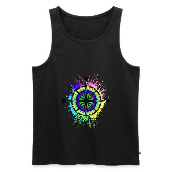 Compass Colorful Symbol Travel Color Spots - Men's Premium Organic Tank Top - black - Front - AI Model Male 178 light (178cm)