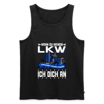 Brummi LKW Fahrer Motiv T Shirt 152 - Männer Premium Bio Tank Top - Schwarz - Vorne - Michal (187cm)