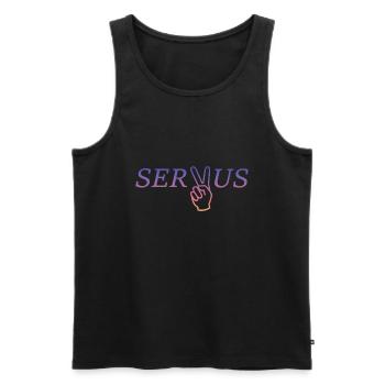 Servus - Männer Premium Bio Tank Top - Schwarz - Vorne - AI Model Male 178 light (178cm)