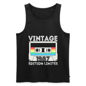 Vintage 1987 cadeau année de naissance homme femme - Débardeur bio Premium Homme - noir - Devant - Michal (187cm)