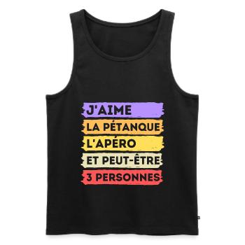 Pétanque et apéro humour phrase drôle cadeau - Débardeur bio Premium Homme - noir - Devant - Michal (187cm)